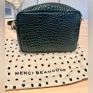 Clare V midi sac Loden green croco